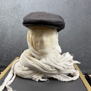 Stetson All American‎ Herringbone Wool Blend Flat Cap Hat Size Small Medium